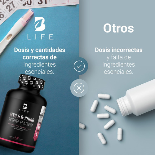 Myo Y D-chiro Inositol Ratio 40:1 de 120 Cápsulas Inositol Platinum B Life
