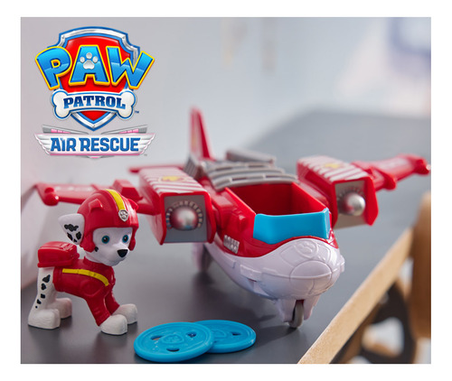 Paw Patrol: Air Rescue, Figura De Acción De Marshall Y Avión Hero Hydro Plane Con Lanzador De Proyectiles Y 2 Proyectiles, Juguetes Para Niños Y Niñas A Partir De 3 Años