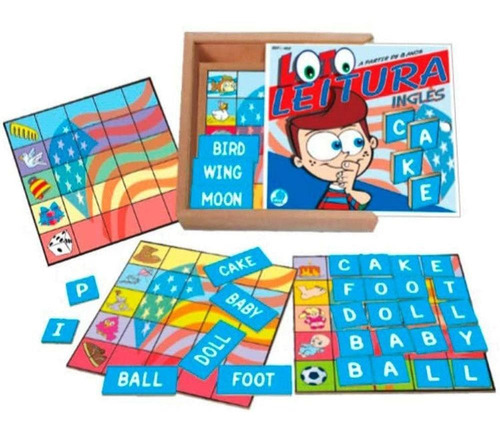 Loto Leitura Inglês Brinquedo Infantil Educativo