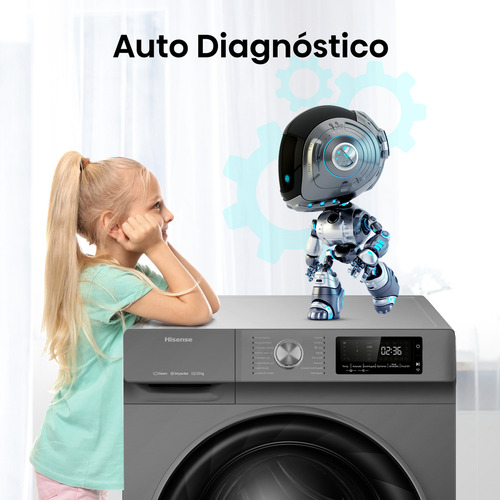 Lavasecadora automática Hisense PureJet inverter hasta 15kg color plata
