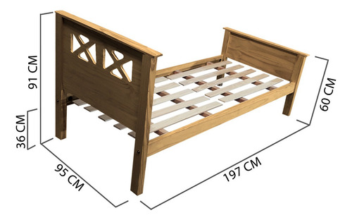 Cama Cruz Moderna 1 Plaza 80 X 190 Madera Macizo Individual Color Negro