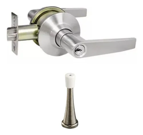 comprar Cerradura Chapa Manija Alcoba + Tope Resorte Plateado