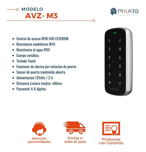 Imagen 2 de 6 de Control De Accesos Metalico Para Personal Exterior Anviz M3