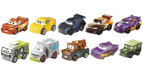 Set 10 Autos Disney Pixar Cars Mini Racers Pack Colección