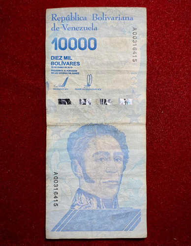 Billete 10000 Bolívares Venezuela 2019 Pick 109a