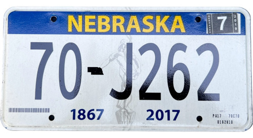 Nebraska Placa Metálica Original Carro Usa Eua Americana