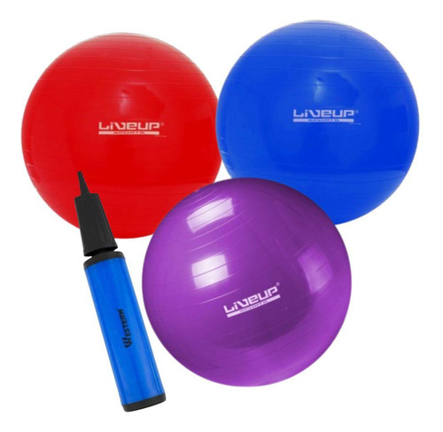 Kit Bola Suiça De Pilates 45cm 55cm E 65cm - Com 3 E Bomba