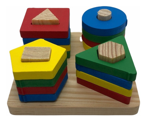 Imagen 4 de 10 de Apilable Encastre Geométrico Formas Y Colores De Madera Niño