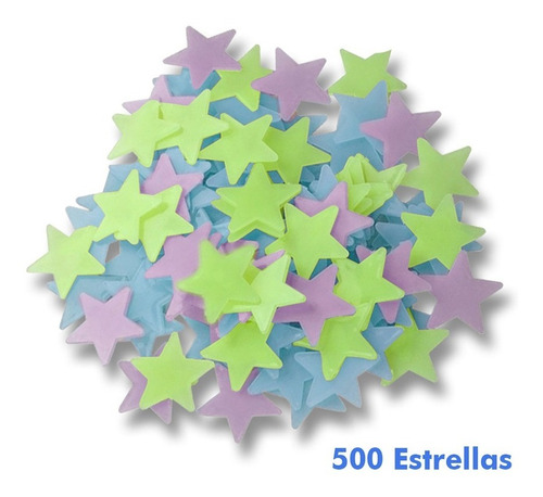 Paquete De 500 Estrellas Fluorescentes Fosforecentes Sticker