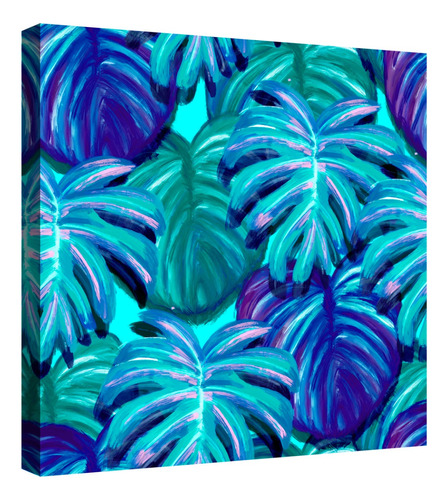 Cuadro Decorativo Canvas Moderno Planta Tropical Azul