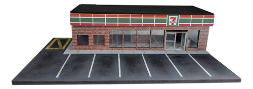 Diorama Mdf Modelo Seven Eleven Escala 1/64 Iluminação Led.