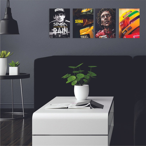 Imagem 2 de 4 de Kit 4 Quadros A4 Ayrton Senna Lenda A Toda Velocidade