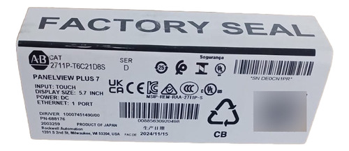 Allen Bradley 2711p-t6c21d8s Panelview Plus 7 5.7 Pulgadas.