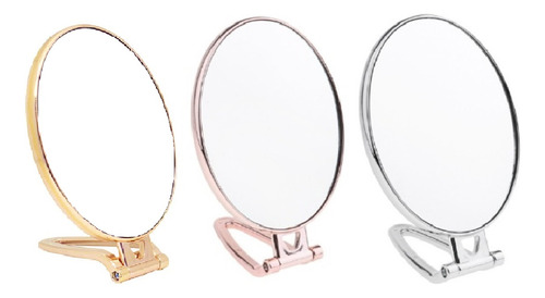 10 Espelhos De Mão Mesa Rose Dobrável C/ Zoom Para Maquiagem