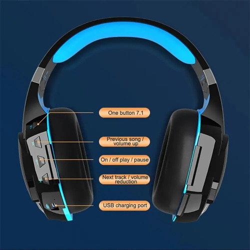 G2000 Wireless 5.0 Com Microfone, Fones Ouvido Estéreo Pa Preto