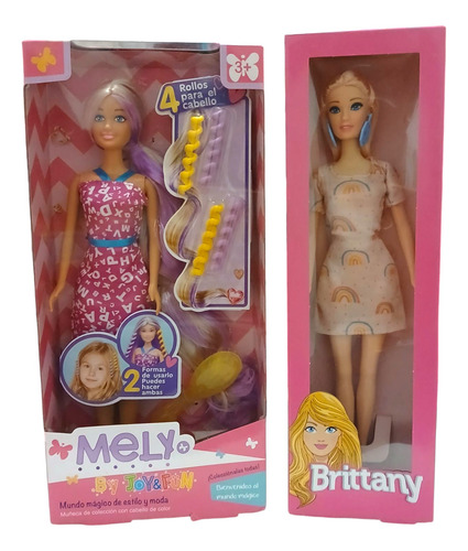 Muñeca Mely Con Cabello De Color + Muñeca Brittany Básica
