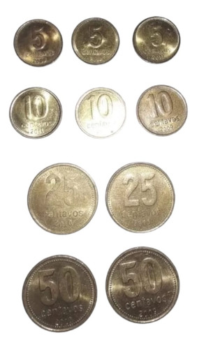 Monedas De 5, 10, 25 Y 50 Centavos Entre 2009 Y 2011