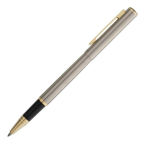 Caneta Crown Capricci Rollerball Metal Luxo Di22627s Cor da tinta Preta Cor do exterior Prata