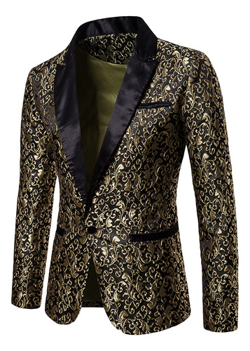 Chaqueta Traje Jacquard Floral Para Hombre Un Boton Elegante