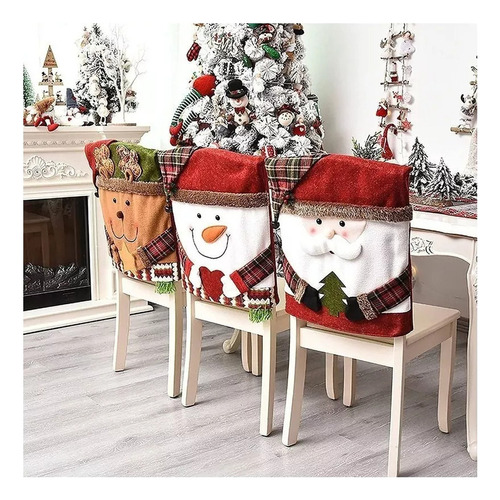 6 Cubre Silla Navideñas Funda Sillas Navidad Tela Adorno [u]