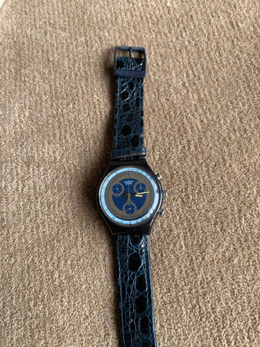 Relogio Swatch,cronografico,anos 90,otimo Estado,puls.,couro
