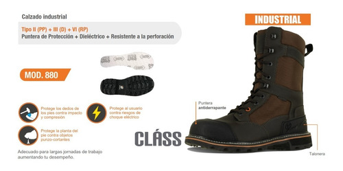 Calzado Bota De Uso Industrial Class Mod. 880 Mca. Berrendo