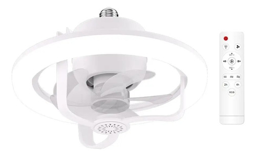 Foco Ventilador Rotación 360° Control Luz Led Rgb Silencioso