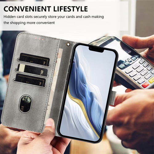 Funda Tipo Cartera Para La Serie Zte, A La Moda Empresarial, De Piel Sintética, Con Soporte Para Tarjetas, Funda Abatible, Gris
