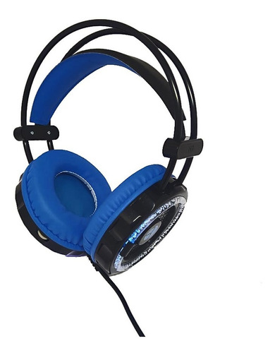 Headset Gamer Com Led Lateral Microfone Áudio Estéreo Cabo2m Cor Preto Cor da luz Azul