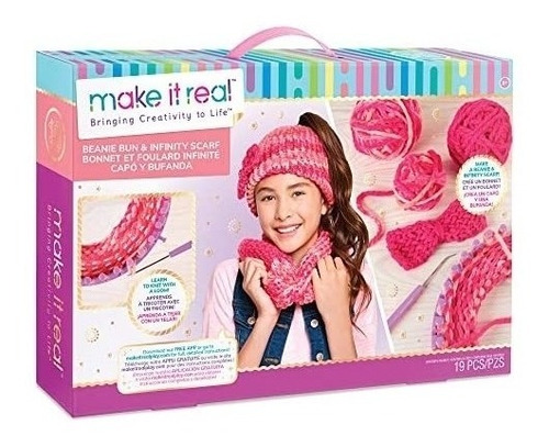 Make It Real Kit De Tejido De Gorro Y Bufanda Infinity Kit Y