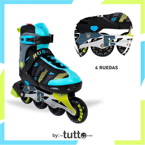 Imagen 3 de 9 de Patines En Linea Ajustables Gris Con Azul Rush