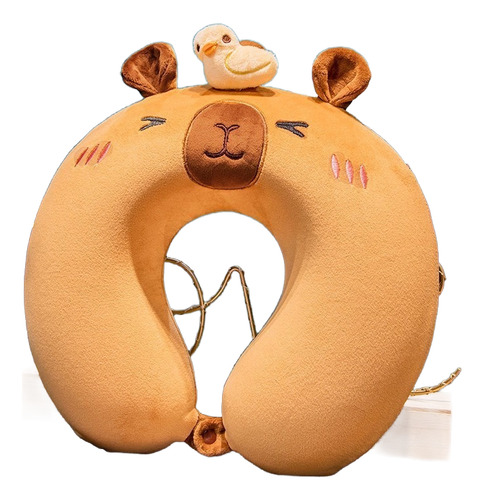 Almohada De Viaje Capibara Viscoelástica Espuma Inteligente Capibara Marron