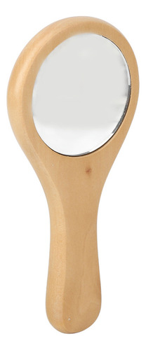 H Espejo De Maquillaje Con Mango De Madera, Redondo,