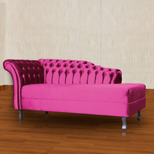 Recamier Divã Styllus Lado Direito Veludo Rosa Pink