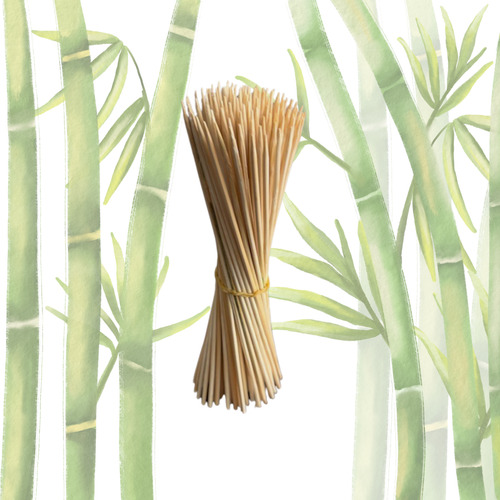 1000 Pz Palillo De Bambú Para Brochetas Medida A Color Amarillo Bambu 20 Cm