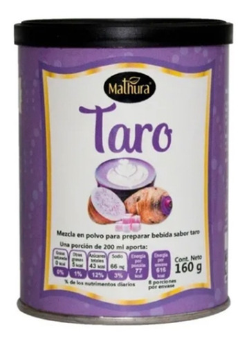 Taro En Polvo 1 Lata De 160g Marca Mathura