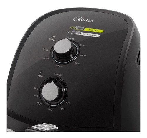 Imagen 3 de 6 de Freidora Electrica Midea Sin Aceite Af-m125bar1 2.5 Litros