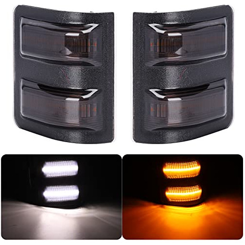 Smoked Mirror Lights, Amber/white Running Turn Signal S...