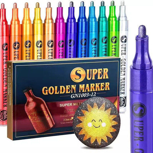 Bolígrafos De Pintura Acrílica Metalizada Dorada De 12 Color