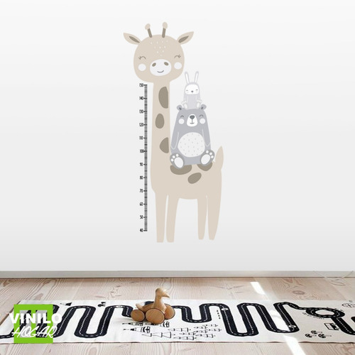 Vinilo Decorativo Medidor Infantil Jirafa Nordica