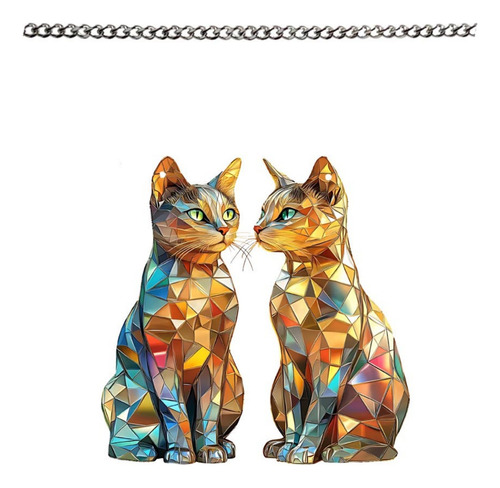 Nuevo Gato Acrílico Plano 2d Con Dos Gatitos Coloridos Para