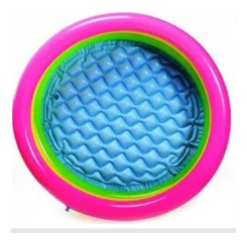 Pileta Nacrin 3 Anillos Inflable Para Niños Sunset 110 Cm. Color Rosa/amarillo/verde/azul
