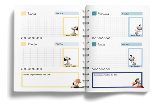 Planner Animado Anillado Personalizado Mod. Creative Snoopy