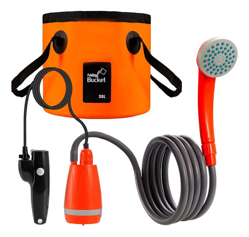 Portable Shower With Bucket Compact Camp Shower For Orange