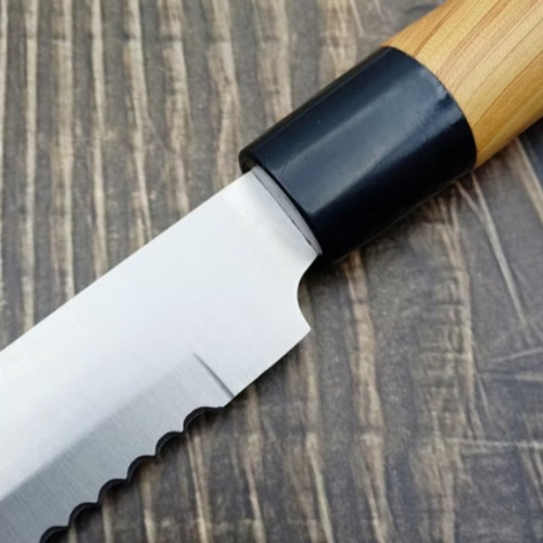 Faca Para Pão Japan Inox Cabo Amadeirado Profissional Kehome Cor Prateado