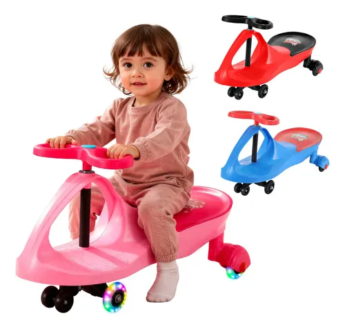 Carrinho Rolimã Infantil Triciclo Com Roda Led Colorido Cor Rosa