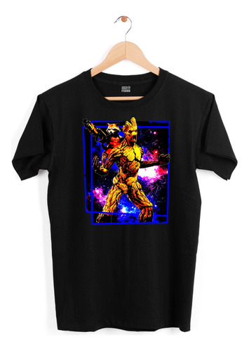 Playera Hombre - Negra - Rocket Raccon & Groot Marvel