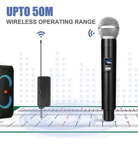 Nuevo Micrófono Dinámico Vhf Inalámbrico De Doble Mano Karao