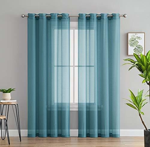 Hlc.me 2 Piece Sheer Paneles De Gasa Cortina De La Ventana O