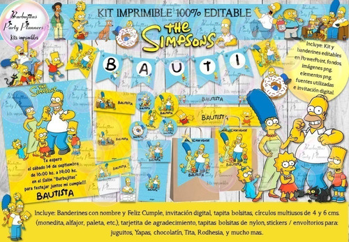 Kit Imprimible Candy Bar Los Simpsons 100% Editable